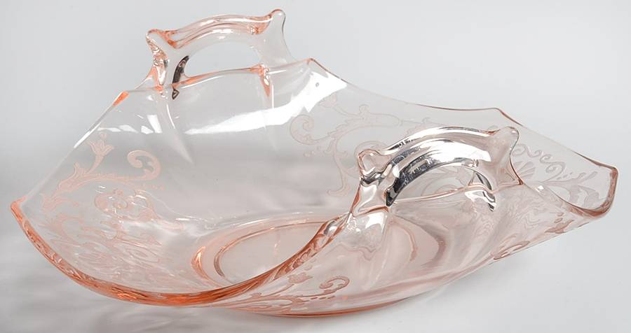 Versailles Pink Bon Bon with Square Handles by Fostoria-1