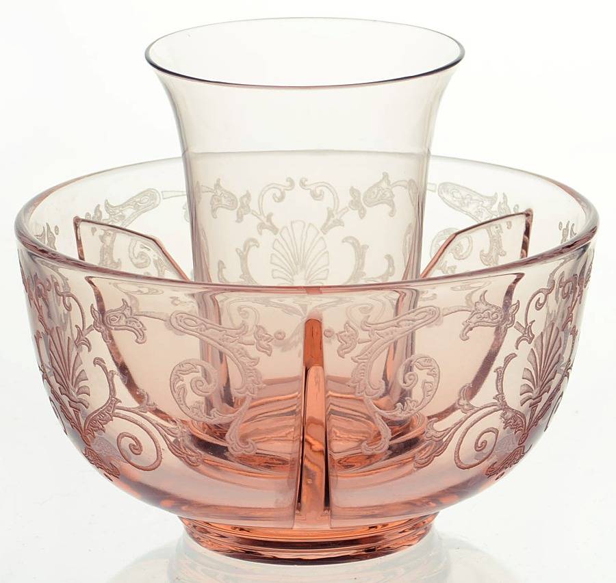 Versailles Pink Ice Dish with Tomato Insert by Fostoria-1