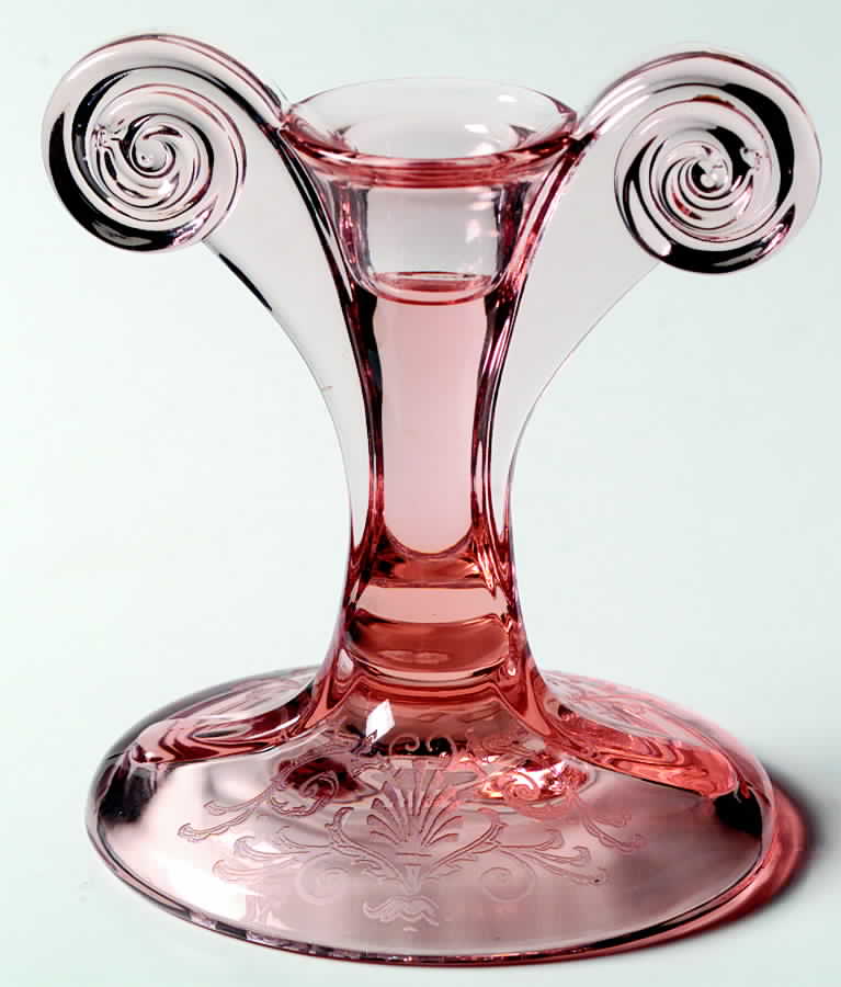 Versailles Pink Tall Single Light Candlestick by Fostoria-1