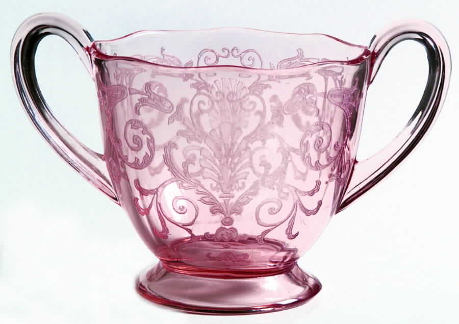 Versailles Pink Footed Open Sugar by Fostoria-1