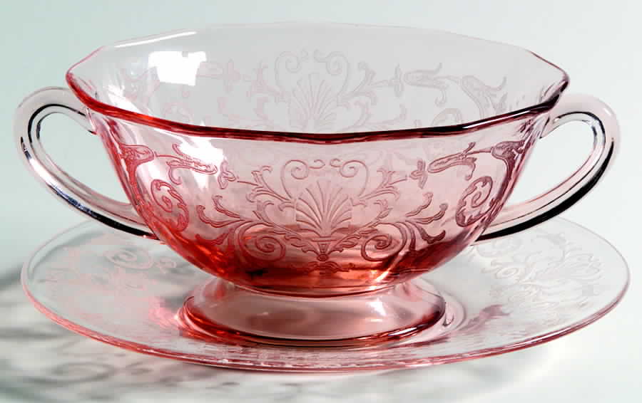 Versailles Pink Cream Soup & Saucer Set by Fostoria-1