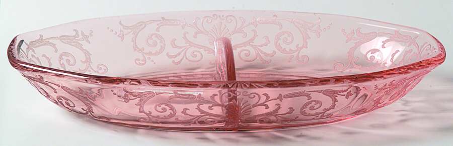 Versailles Pink 8" Oval 2 Part Relish by Fostoria-1