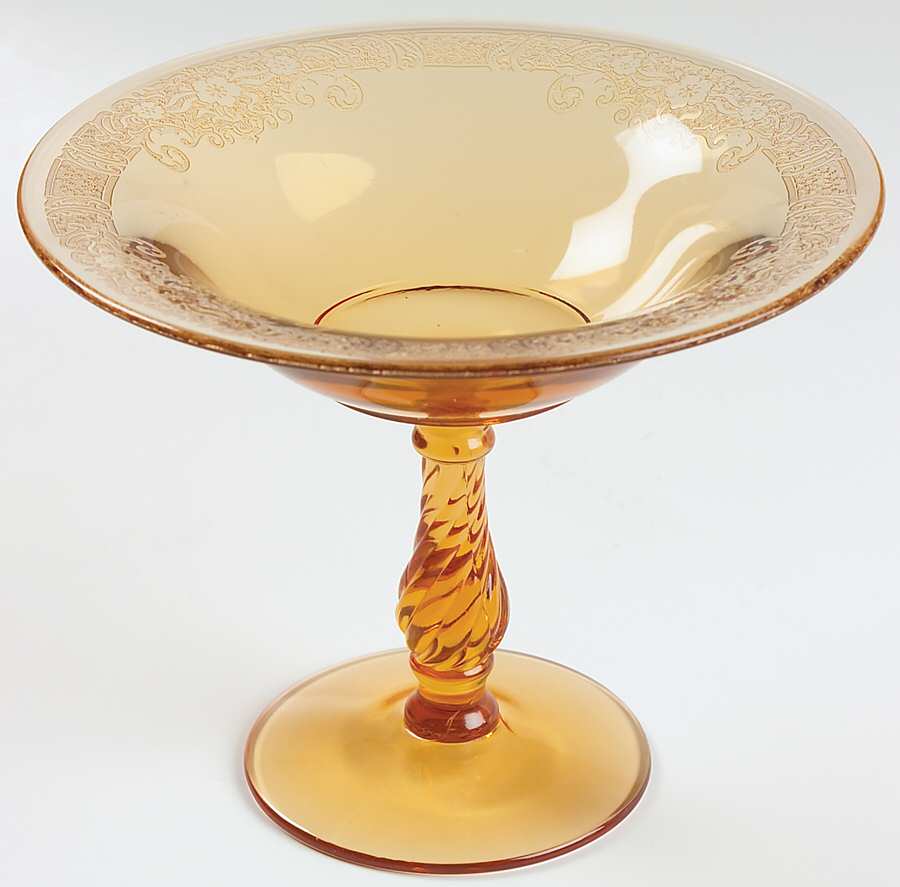 Vesper Amber Round Compote (Height X Width) by Fostoria-1