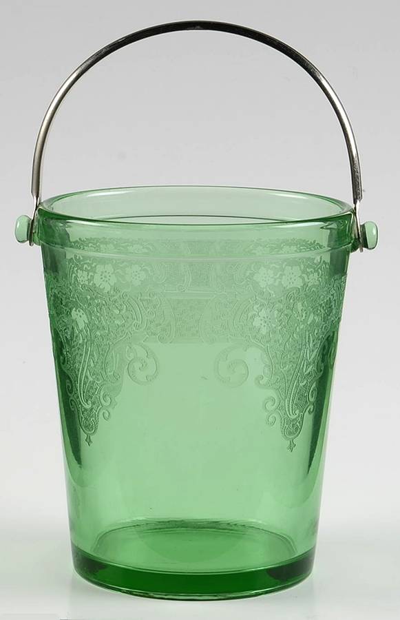 Vesper Green Ice Bucket with Detachable Handle by Fostoria-1
