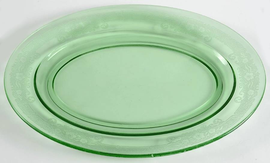 Vesper Green 10" Oval Platter by Fostoria-1