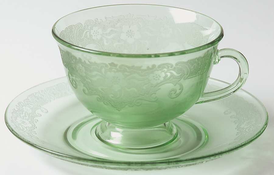 Vesper Green Cup and Saucer Set by Fostoria-1