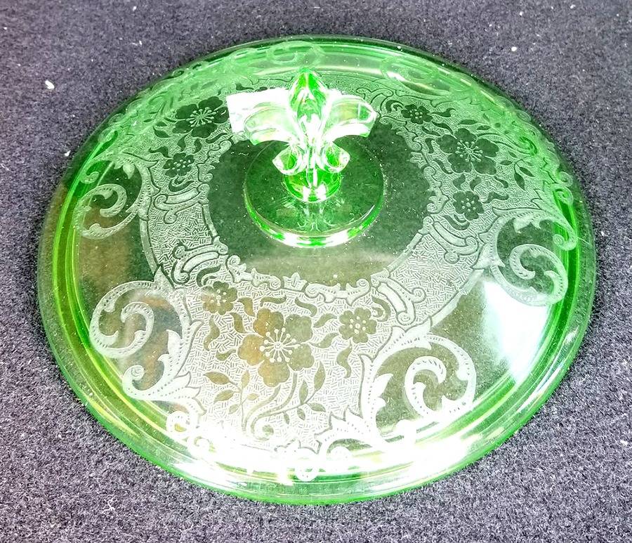 Vesper Green 3-Part Candy Dish, Lid Only by Fostoria-1