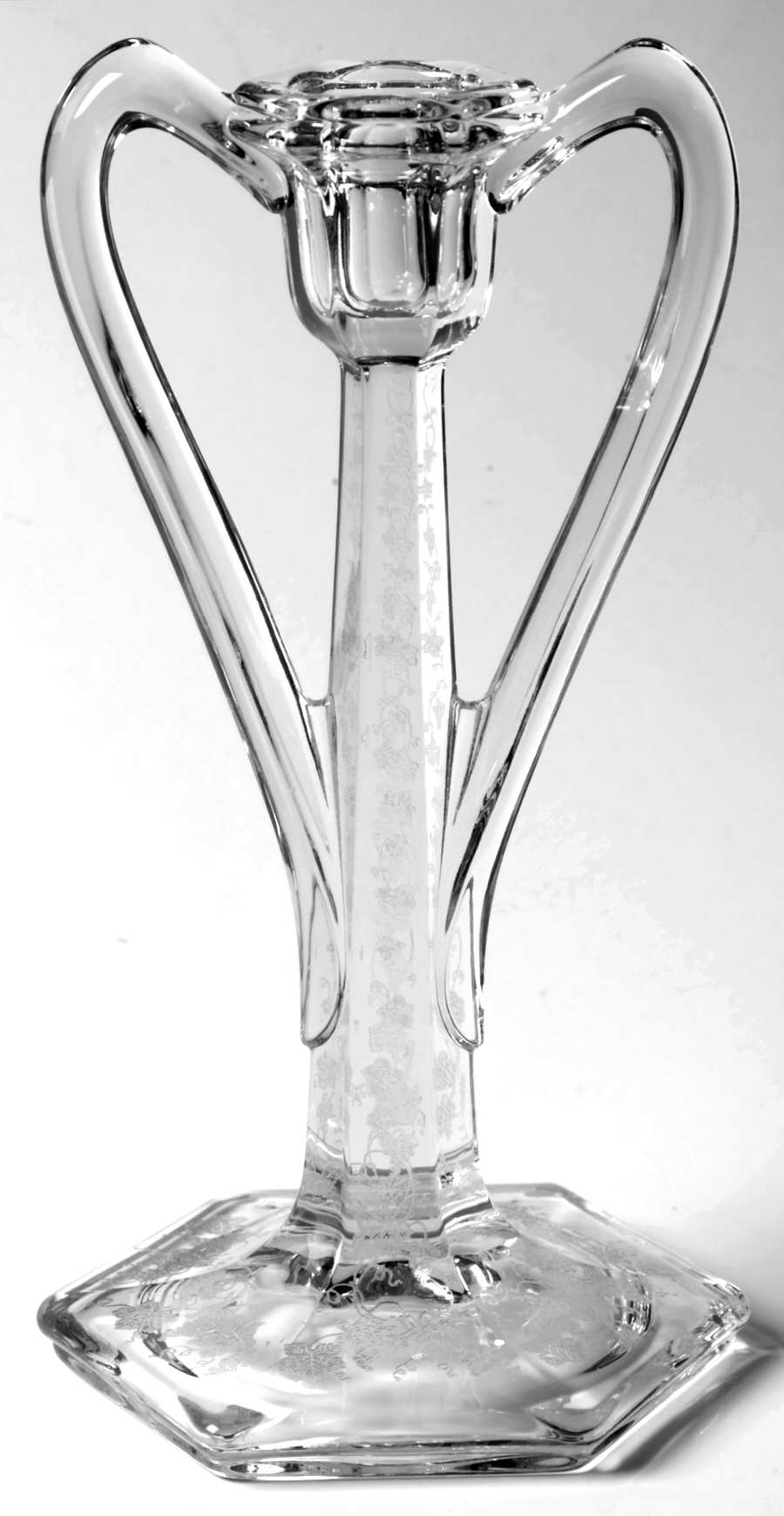 Vintage (Etched) 9" Single Light Candlestick by Fostoria-1