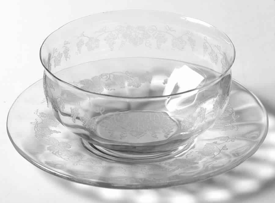 Vintage (Etched, Optic) Finger Bowl & Underplate by Fostoria-1