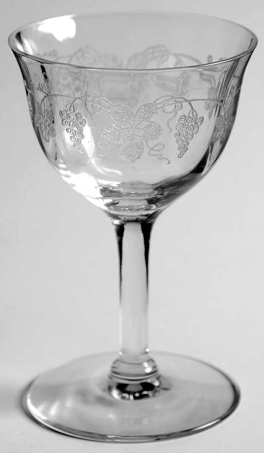 Vintage (Etched, Optic) Creme De Menthe by Fostoria-1