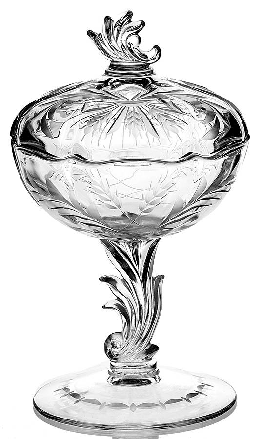 Wheat (Old-Serv Pieces) Footed Jelly & Cover (Baroque Shape) by Fostoria-1