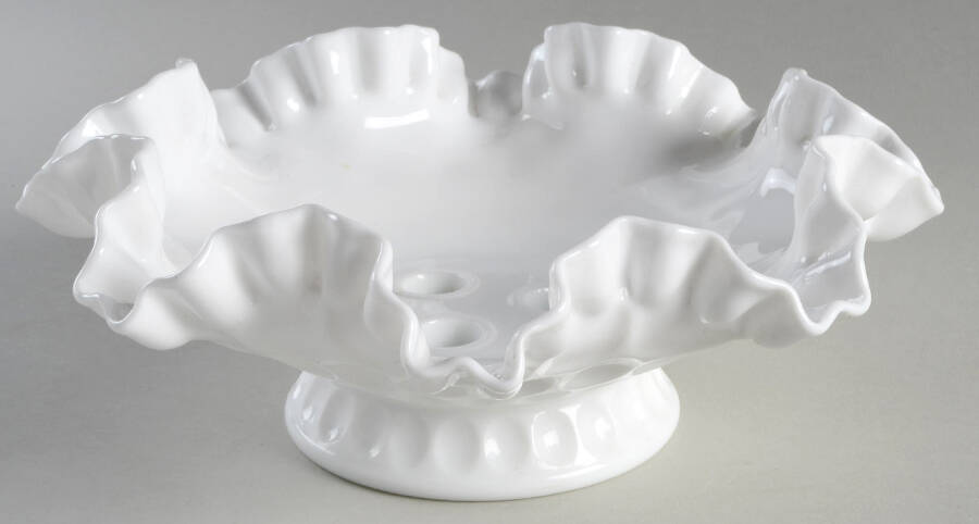 Thumbprint Milkglass Epergne Bowl by Fenton-1