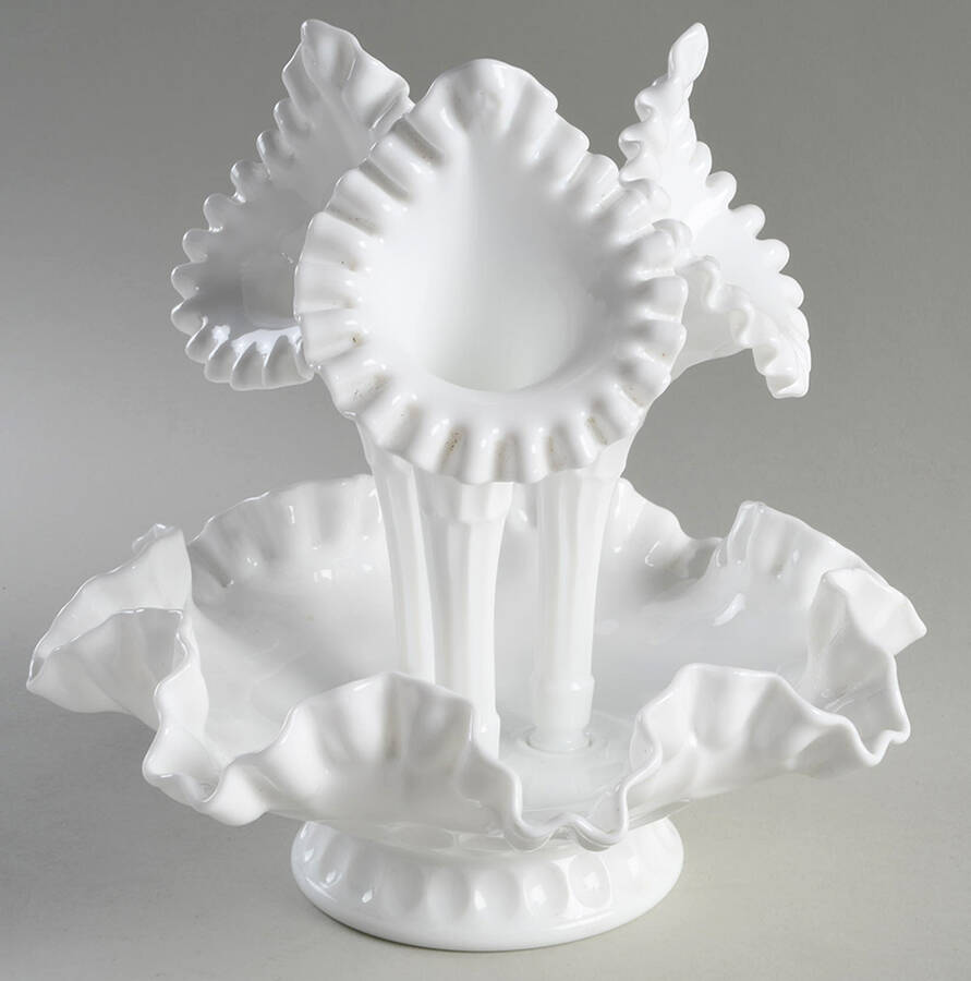 Thumbprint Milkglass 4-Piece Epergne by Fenton-1