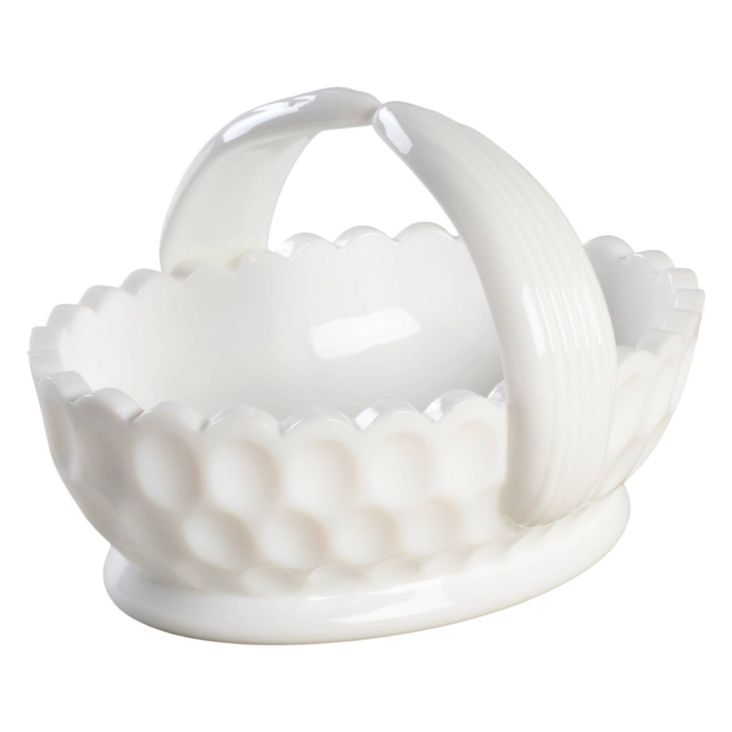 Thumbprint Milkglass #4430 Thumbprint 6" Basket by Fenton-1