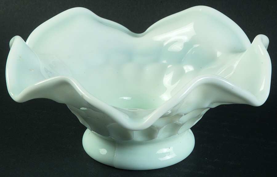 Thumbprint Milkglass 5" Crimped Nappy by Fenton-1