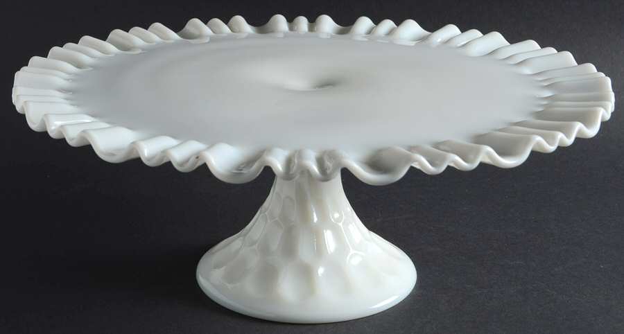 Thumbprint Milkglass Round Cake Stand by Fenton-1