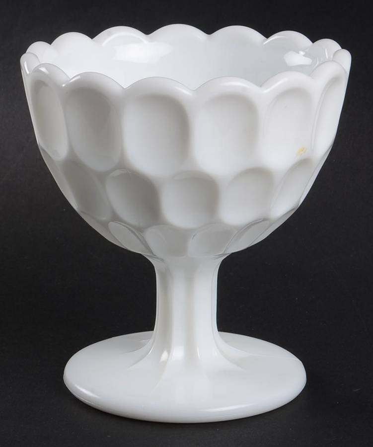 Thumbprint Milkglass Bowl for Chip & Dip Set by Fenton-1