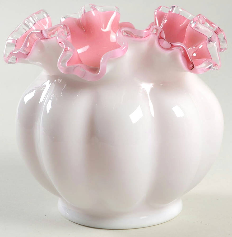 Peach Crest 5" Double Crimped Vase by Fenton-1