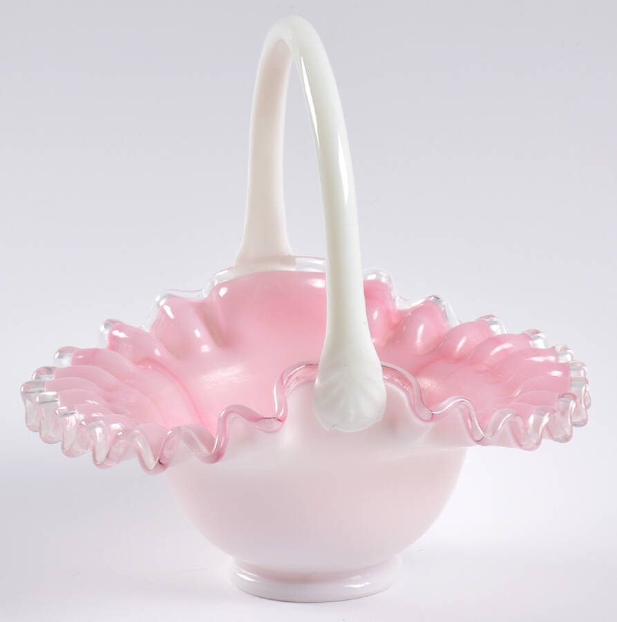 Peach Crest #7237/203 Crests 7" Basket by Fenton-1