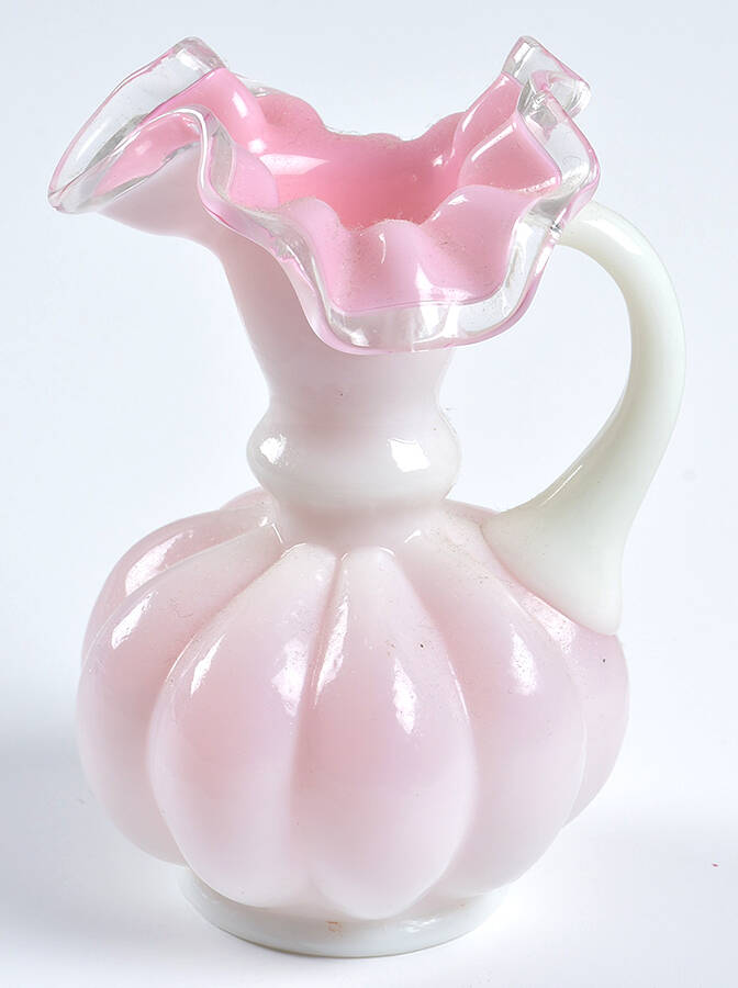 Peach Crest 5" Handled Jug by Fenton-1