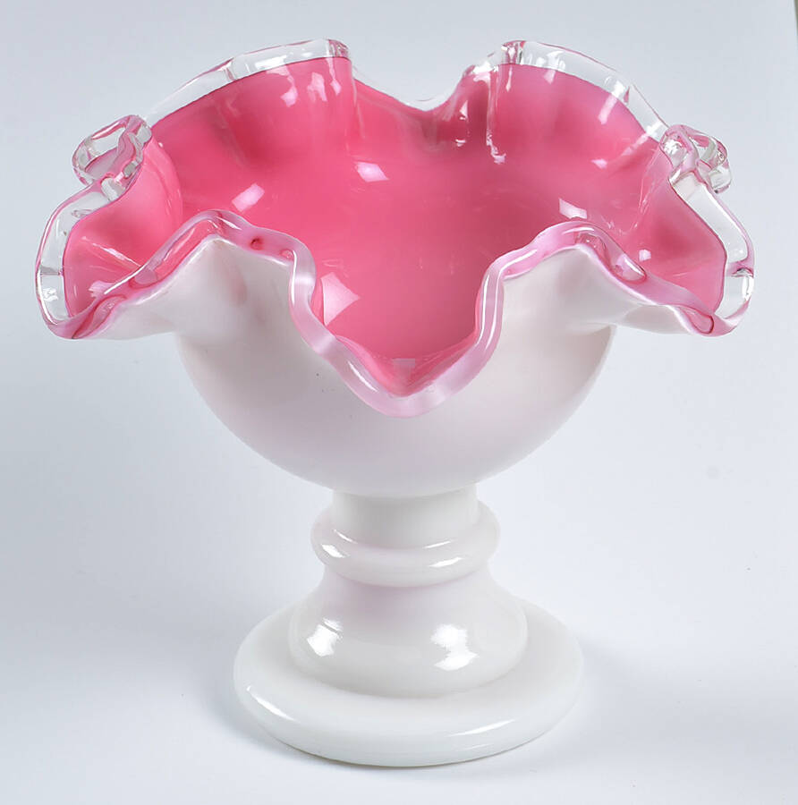 Peach Crest Single Light Candlestick by Fenton-1