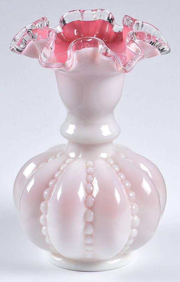 Peach Crest 6" Flower Vase by Fenton-1