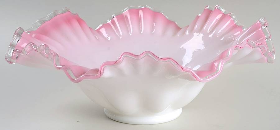 Peach Crest 10" Round Double Crimped Bowl by Fenton-1