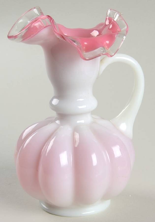 Peach Crest 6" Handled Jug by Fenton-1