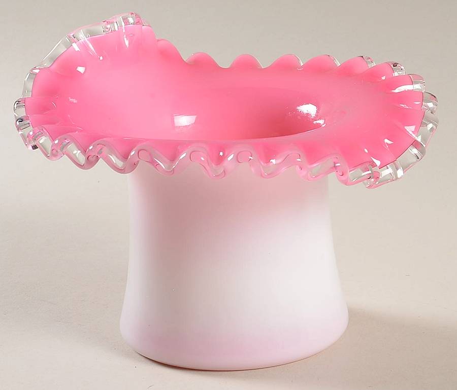 Peach Crest 5" Top Hat Vase by Fenton-1