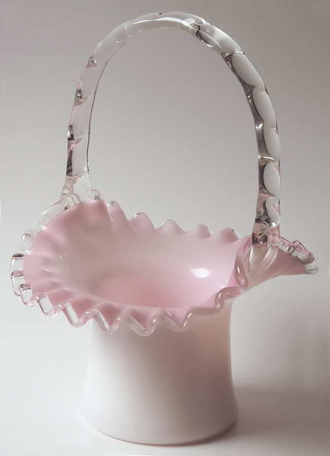 Peach Crest #1925 Crests 7" Basket by Fenton-1