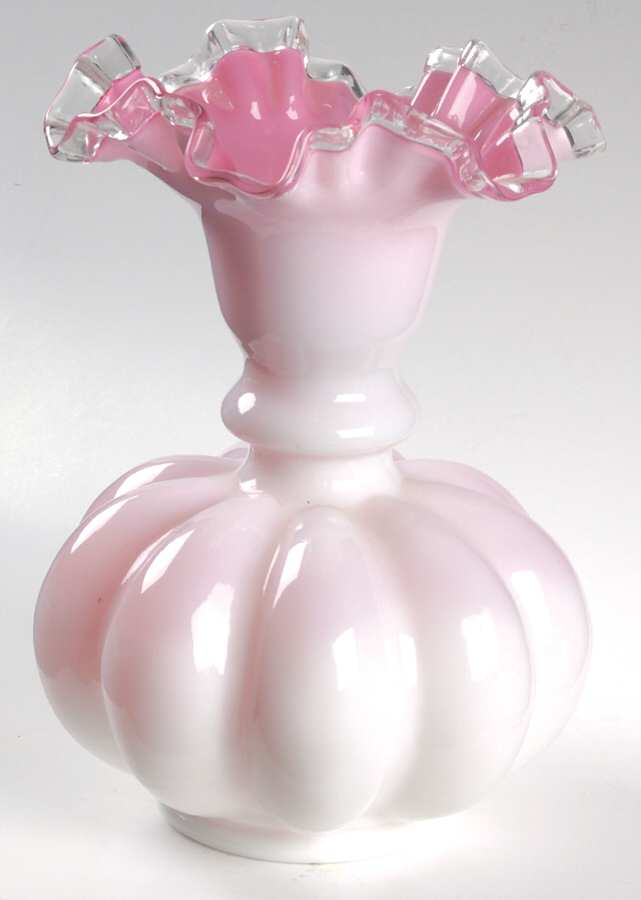 Peach Crest 8" Crimped Tulip Vase by Fenton-1
