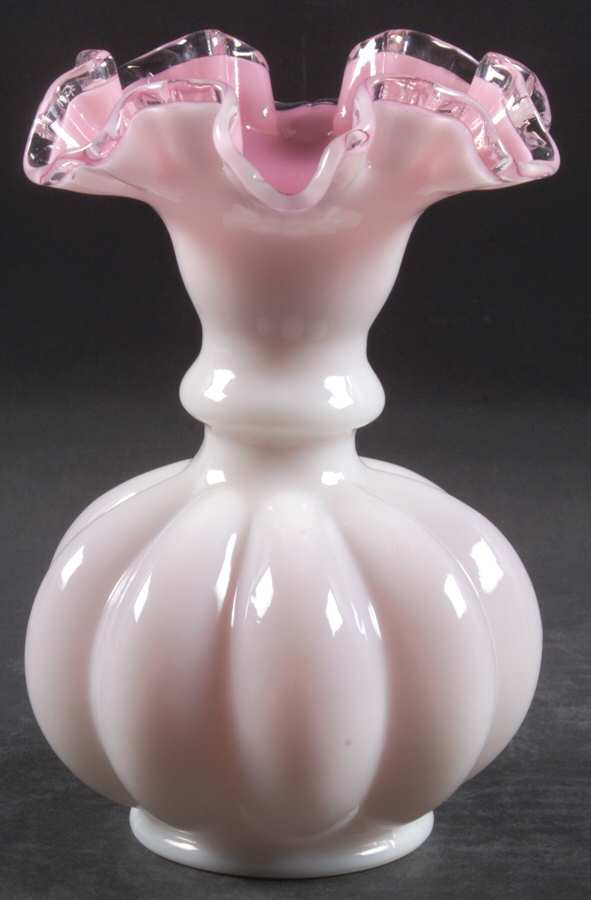 Peach Crest 6" Flower Vase by Fenton-1