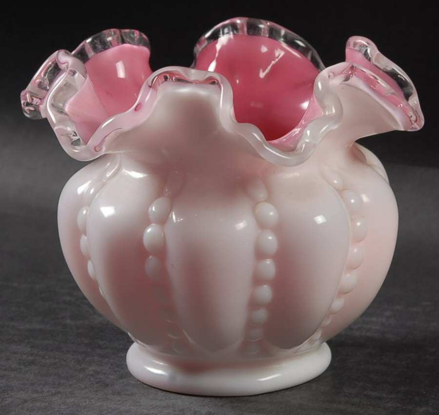 Peach Crest 4" Double Crimped Vase by Fenton-1
