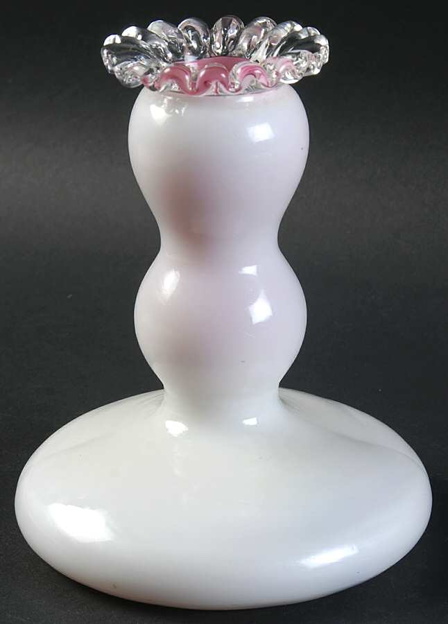 Peach Crest 4" Single Light Candlestick by Fenton-1