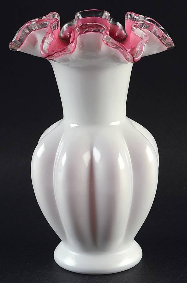 Peach Crest 8" Flower Vase by Fenton-1