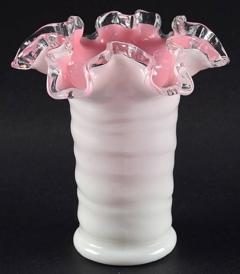 Peach Crest 6" Flower Vase by Fenton-1