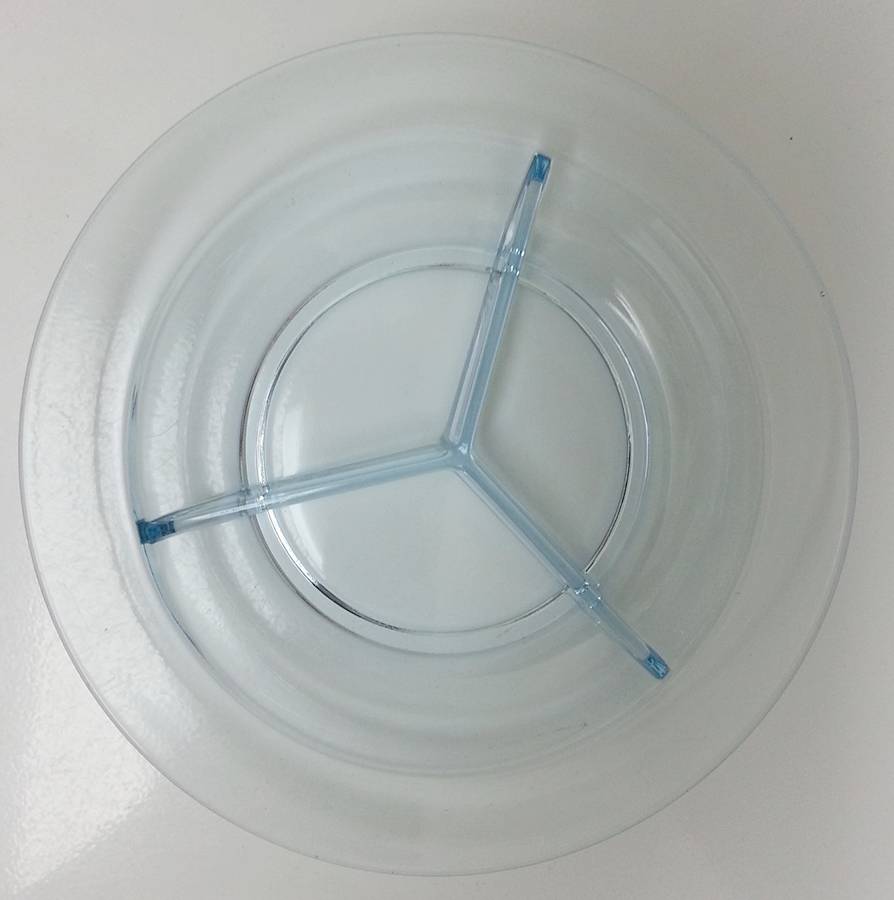 Pioneer Azure Blue 8" Round 3 Part Relish by Fostoria-1