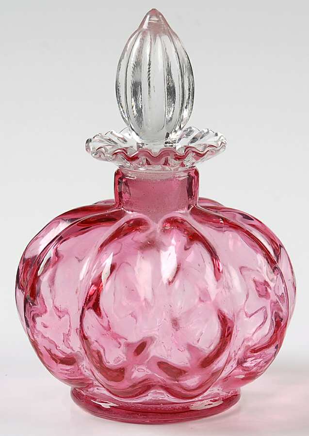 Diamond Optic Ruby (Overlay) Squat Cologne Bottle & Stopper by Fenton-1