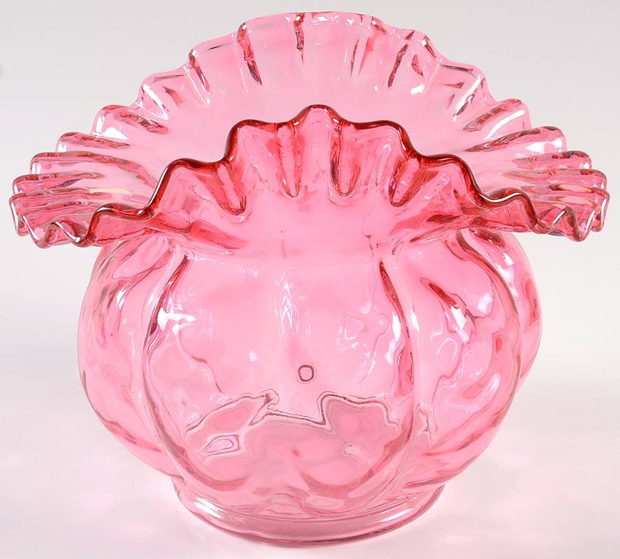 Diamond Optic Ruby (Overlay) 5" Flower Vase by Fenton-1