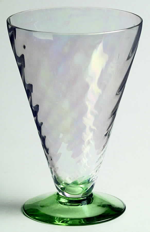 5082-5282 Green Clear Swirl Iridescent Footed Tumbler by Fostoria-1