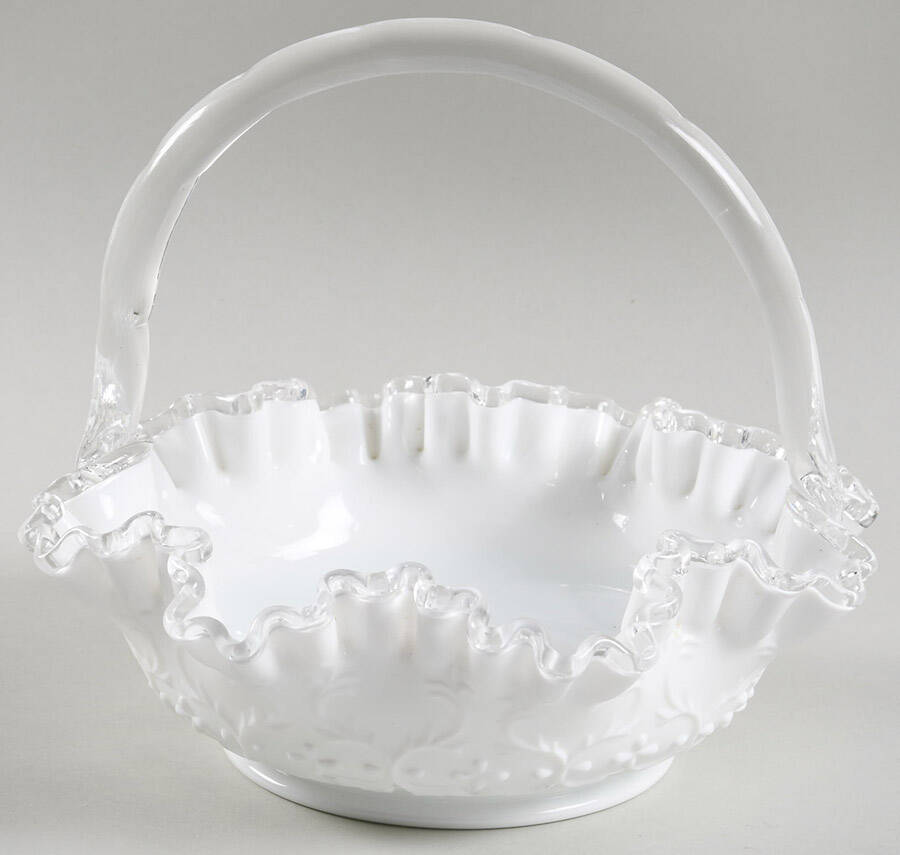 Silver Crest Spanish Lace #3538 Spanish Lace 8" Basket by Fenton-1