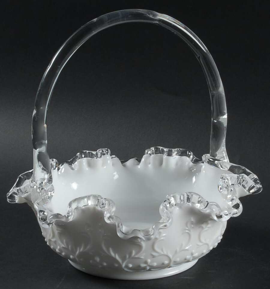 Silver Crest Spanish Lace #3538 Spanish Lace 8" Basket by Fenton-1