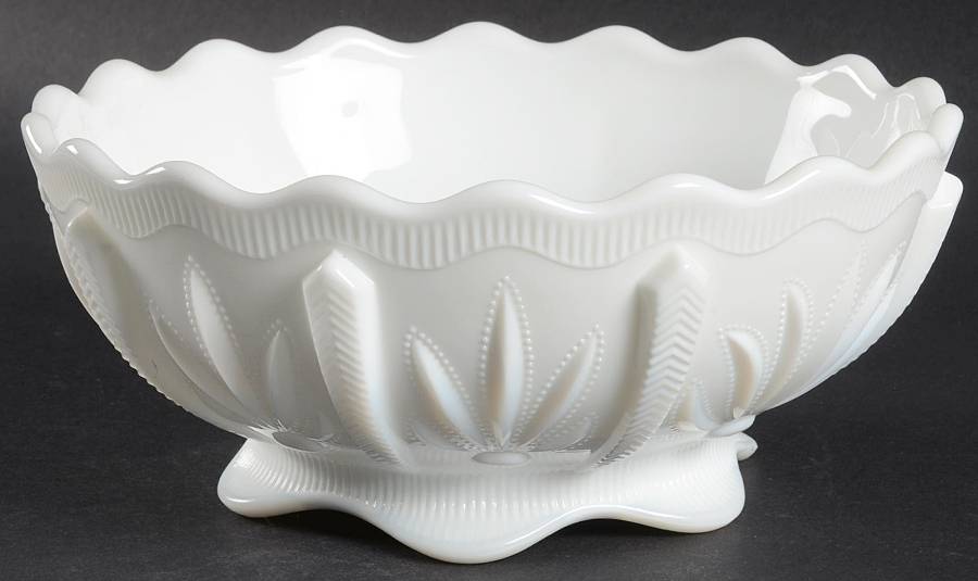 Cactus Milk Glass 8" Footed Bowl by Fenton-1