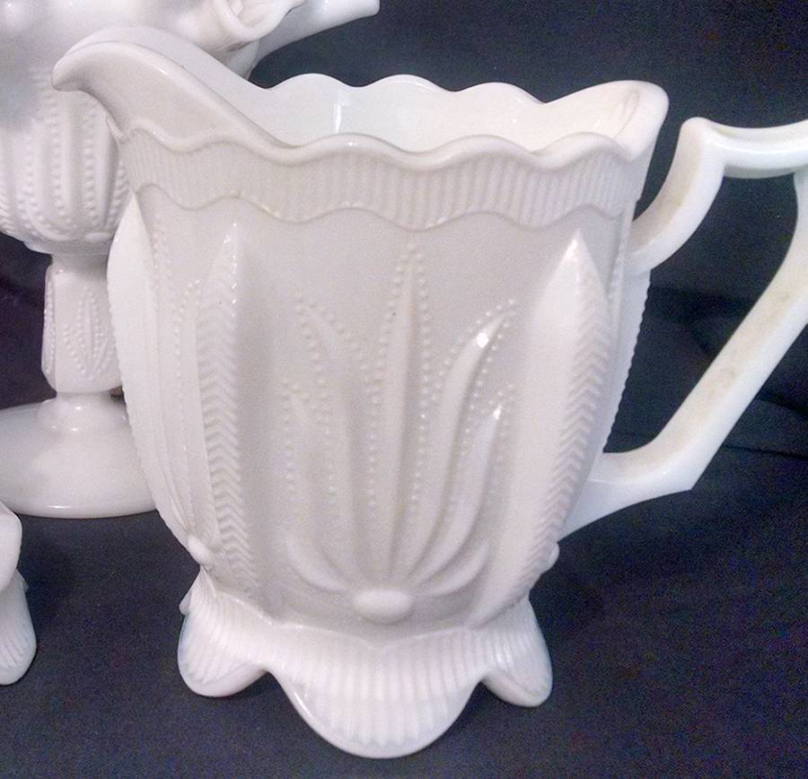 Cactus Milk Glass Creamer by Fenton-1