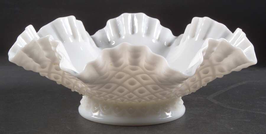 Diamond Lace Milk Glass (4 Piece) Epergnette, Large Bowl Only by Fenton-1