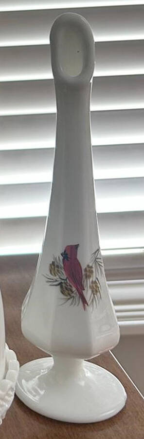 Cardinals In Winter Bud Vase by Fenton-1
