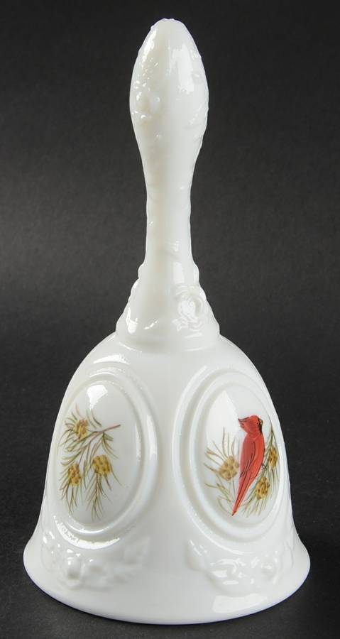 Cardinals In Winter Medallion Bell by Fenton-1