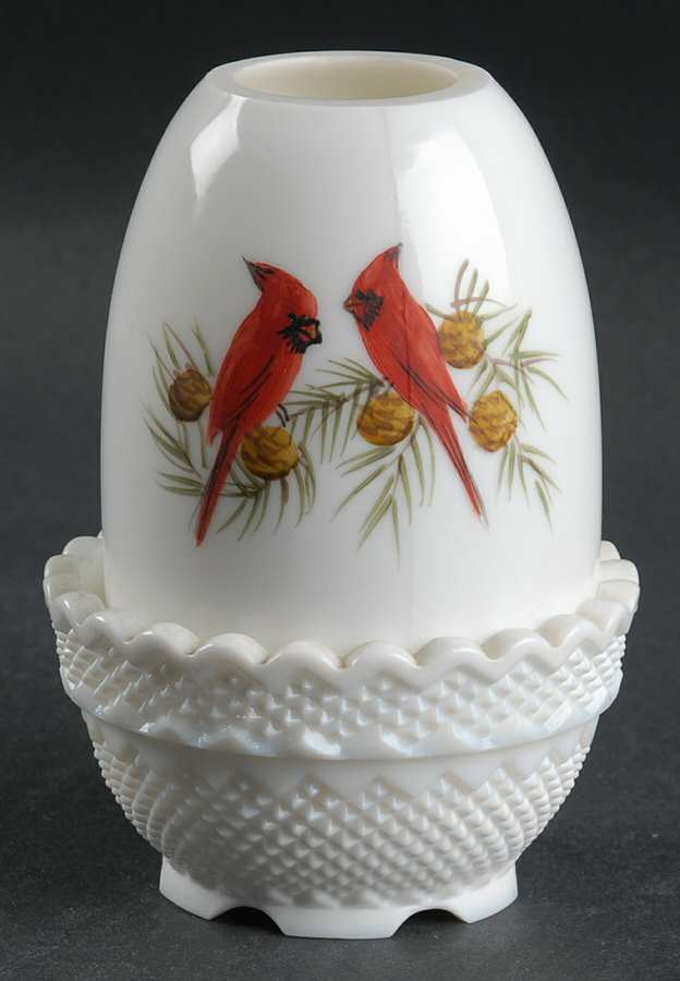 Cardinals In Winter (2 Piece) Fairy Lamp by Fenton-1