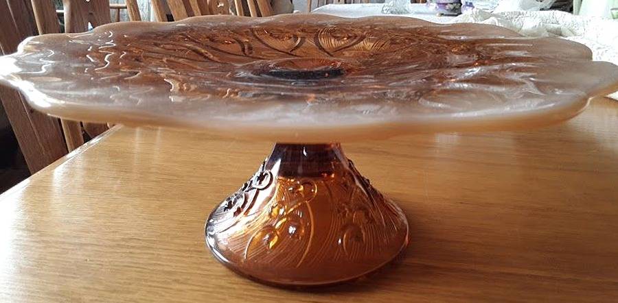 Lily of the Valley Cameo (Opalescent) Round Cake Stand by Fenton-1
