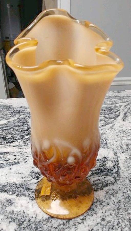 Lily of the Valley Cameo (Opalescent) Handkerchief Vase by Fenton-1